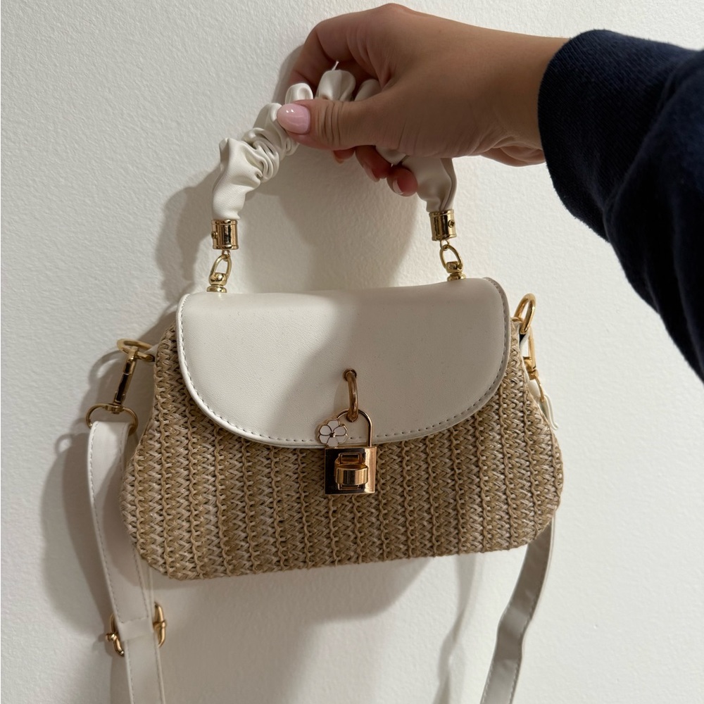 Elegant White and Tan Women's Bag